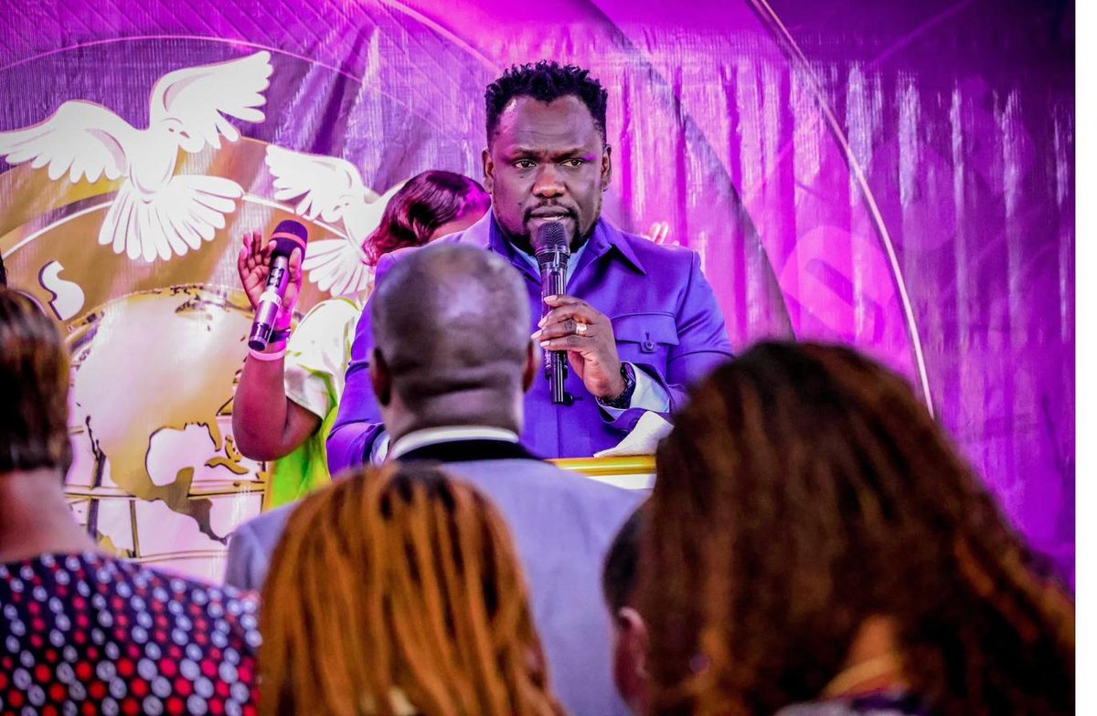 Rev B. Akama ministering at the Kitengela sanctuary